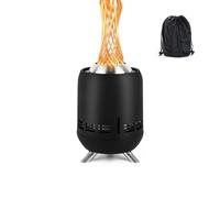 Relaxdays Chimenea de Mesa sin Humo, Acero Inoxidable, Al x Ø 23,5 x 16,5 cm, Bolsa de Transporte, Camping, Negro