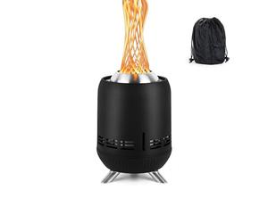 Relaxdays Chimenea de Mesa sin Humo en Acero Inoxidable, Bolsa, 23,5x16,5x16,5cm, Camping, Negro
