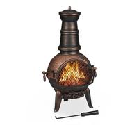 Relaxdays Chimenea exterior color bronce marrón,negro