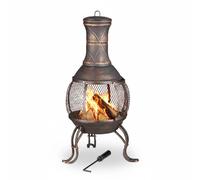 Relaxdays Chimenea jardín con atizador cobre,negro