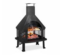 Relaxdays Chimenea negra de exterior con parrilla negro