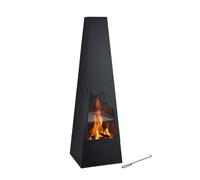 Relaxdays Chimenea para exterior con barbacoa negro