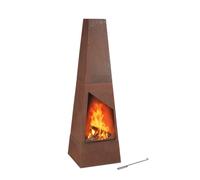 Relaxdays Chimenea para exterior de acero corten marrón,negro