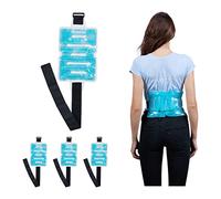 Relaxdays Cinturón Gel Frío, 4 Bolsas Frías Cierre Adhesivo, Reutilizables, Compresas Frío-Calor Espalda y Hombro, Azul