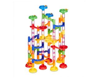 Relaxdays Circuito de canicas de 120 piezas azul,verde,rojo