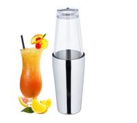 Relaxdays Coctelera Boston, Profesional, 2 Piezas, 400 y 600 ml, Acero Inoxidable y Cristal, Plateado y Transparente, 16 x 8,7 cm
