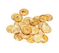 relaxdays Cofre del tesoro para piratas, 288 monedas, Monedas de juguete, Accesorio de disfraz, PP, Dorado