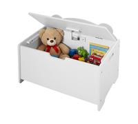 Relaxdays Cofre para juguetes con tapa, diseño oso blanco