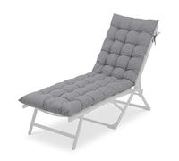 Relaxdays Cojín Acolchado para Banco, gramaje 8, 160 x 50 cm, con Pespuntes y Cintas, Exterior, Gris