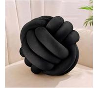 Relaxdays cojín Anudado para sofá, Estilo escandinavo, Ø 25 cm, Negro