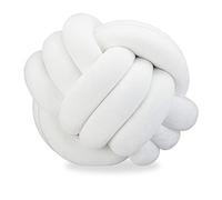 Relaxdays Cojín con Nudos para sofá o Cama, Decorativo Estilo nórdico, Ø 25 cm, Blanco