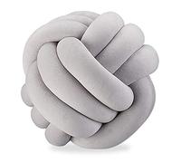 Relaxdays Cojín Nudo con Diseño Nórdico para el Sofá, Poliéster y Gomaespuma, Gris, Diámetro 25 cm