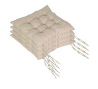 Relaxdays Cojines para sillas, Set de 4, Acolchados con Lazos, Interior/Exterior, Funda poliéster, 40×40 cm, Beige