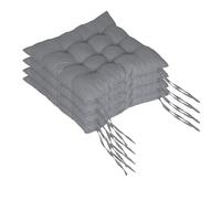 Relaxdays Cojines para sillas, Set de 4 Acolchados con Lazos, poliéster, 40x40 cm, Gris