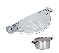Relaxdays Colador Universal, Acero Inoxidable, 32,5 x 13 cm, Escurridor, para ollas y cazos, 1 Ud, Plateado