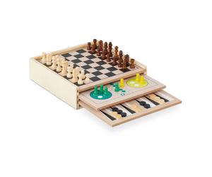 Relaxdays Colección de 7 juegos de mesa clásicos verde,marrón claro,negro