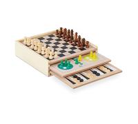Relaxdays Colección de Juegos de Mesa, 7 Modelos Diferentes, Madera, Ajedrez, Parchís, Backgammon, Clásicos, Multicolor, Tablero de Fibras, Plástico, 7,5 x 29 x 29 cm