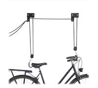 Relaxdays Colgador Bicicleta Techo, Metal, Negro, Hasta 57 kg
