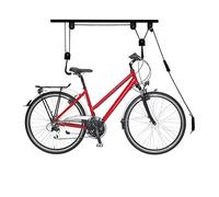 Relaxdays Colgador Bicicletas de Techo, para hasta 20 kg, Elevador Bicis, Cable de Tracción, Garaje o Taller, Negro, Acero, 11 x 94 x 4 cm