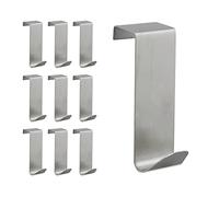 relaxdays Colgador Puerta, Pack de 10, Ganchos para Colgar, Perchero, Hojas de 2 cm Ancho, Acero Inoxidable, Plateado
