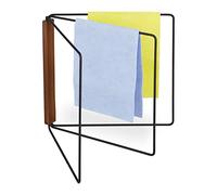 Relaxdays Colgador Trapos de Cocina, Colgador Bayetas, Soporte Paños, 3 Barras, Metal y Madera, 25x27 cm, Negro y Marrón