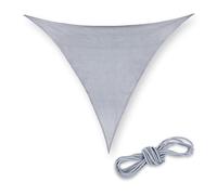 Relaxdays Color Gris Claro Toldo Vela Triangular, Tejido HDPE, Resistente Rayos UV, Cóncavo, Cuerdas Tensoras, 3 x 3 x 3 m