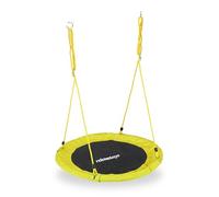 Relaxdays Columpio Jardín Nido de Altura Ajustable para Niños y Adultos, hasta 100 kg, Amarillo, ø 90 cm, Juventud Unisex