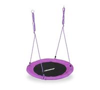 Relaxdays Columpio Jardín Nido de Altura Ajustable para Niños y Adultos, hasta 100 kg, Morado, ø 90 cm, Juventud Unisex