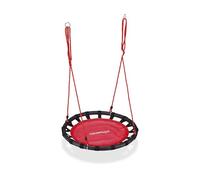 relaxdays Columpio Jardín Nido de Altura Ajustable para Niños y Adultos, hasta 100 kg, Rojo, ø 80 cm