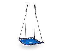 Relaxdays Columpio Jardín Nido Rectangular hasta 100 kg, Nailon y Metal, Azul y Negro, 153 x 74 x 98 cm