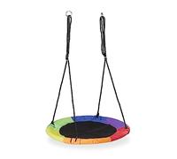 Relaxdays Columpio Nido, 100cm Ø, Niños y Adultos, Altura Regulable, máx. 150 kg, Balancín Colgante Exterior, Multicolor