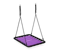 Relaxdays Columpio Nido, 77 x 103 cm, Niños y Adultos, Altura Regulable, hasta 100 kg, Balancín Jardín, Morado/Negro, Acero