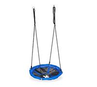 Relaxdays Columpio Nido, 90 cm Ø, Niños y Adultos, Altura Regulable, hasta 100 kg, Balancín Colgante Jardín, Azul/Negro, Acero