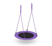 Relaxdays Columpio Nido, Balancín Colgante Redondo 90 cm Ø, Niños y Adultos, Regulable, 100 kg, Exterior/Interior, Lila, 90cm