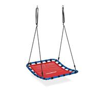Relaxdays Columpio Nido, Niños y Adultos, Capacidad hasta 100 kg, Altura Regulable, 76 x 103 cm, Balancín Jardín, Rojo