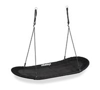 Relaxdays Columpio Nido XXL, Asiento Niños y Adultos, hasta 100 kg, Balancín Ovalado Jardín, 141,5 x 43,5 cm, Negro