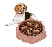 Relaxdays Comedero Antivoracidad Perro Diseño Huesos, Plato Canino Antiansiedad 500 ml, 4,5x19,5 cm, Rosa, 100% plástico