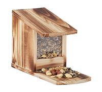 Relaxdays Comedero Ardillas, Alimentador Roedores, Independiente, Estación Alimentación, Madera, 17,5x12x25 cm, Flameado