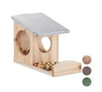 Relaxdays Comedero ardillas colgante, Techo metal marrón claro,plata