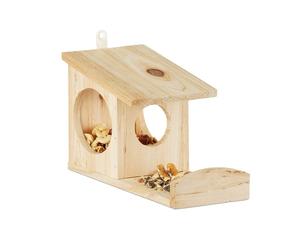 Relaxdays Comedero ardillas para colgar de madera marrón claro