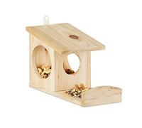 Relaxdays Comedero Ardillas para Colgar, Madera de Abeto, Natural, 17,5 x 14 x 25 cm