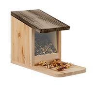 Relaxdays Comedero de Ardillas, Estación Alimentación, Madera, Techo Abatible y Plataforma, 5x12x25cm, Natural/Marrón, 17,5 x 12 x 25 cm