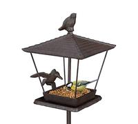 Relaxdays Comedero de Pájaros con Piqueta, Hierro Fundido, Alimentador para Aves Silvestres, 115 x 15 x 16 cm, Marrón