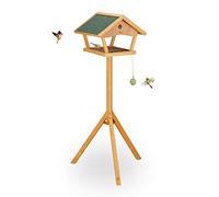Relaxdays Comedero pájaros con trípode XXL verde oscuro,marrón claro