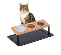 Relaxdays comedero Elevado para Gatos, Set 3x600 ml, Natural/Blanco