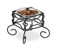 Relaxdays Comedero elevado para perros 300 ml negro,plata