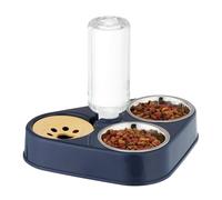 Relaxdays Comedero Gato, Bebedero Antisalpicaduras, Cuencos Comida Perro Pequeño, Botella 500ml, Acero, Azul/Plateado