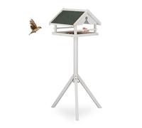Relaxdays Comedero pájaros blanco con soporte blanco,verde oscuro