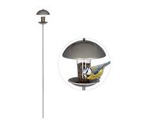 Relaxdays Comedero Pájaros para Clavar o Colgar, Plástico y Acero Inoxidable, Plateado, 172 cm