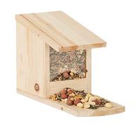 Relaxdays Comedero para Ardillas de Pie, Casa Roedores, Dispensador Nueces, Madera de Abeto, 17,5 x 12 x 25 cm, Marrón